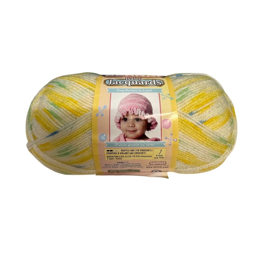 Bernat Baby Sport Yarn Lemon Pie Variegated Yellow White Green 9.8oz 867yd 06615
